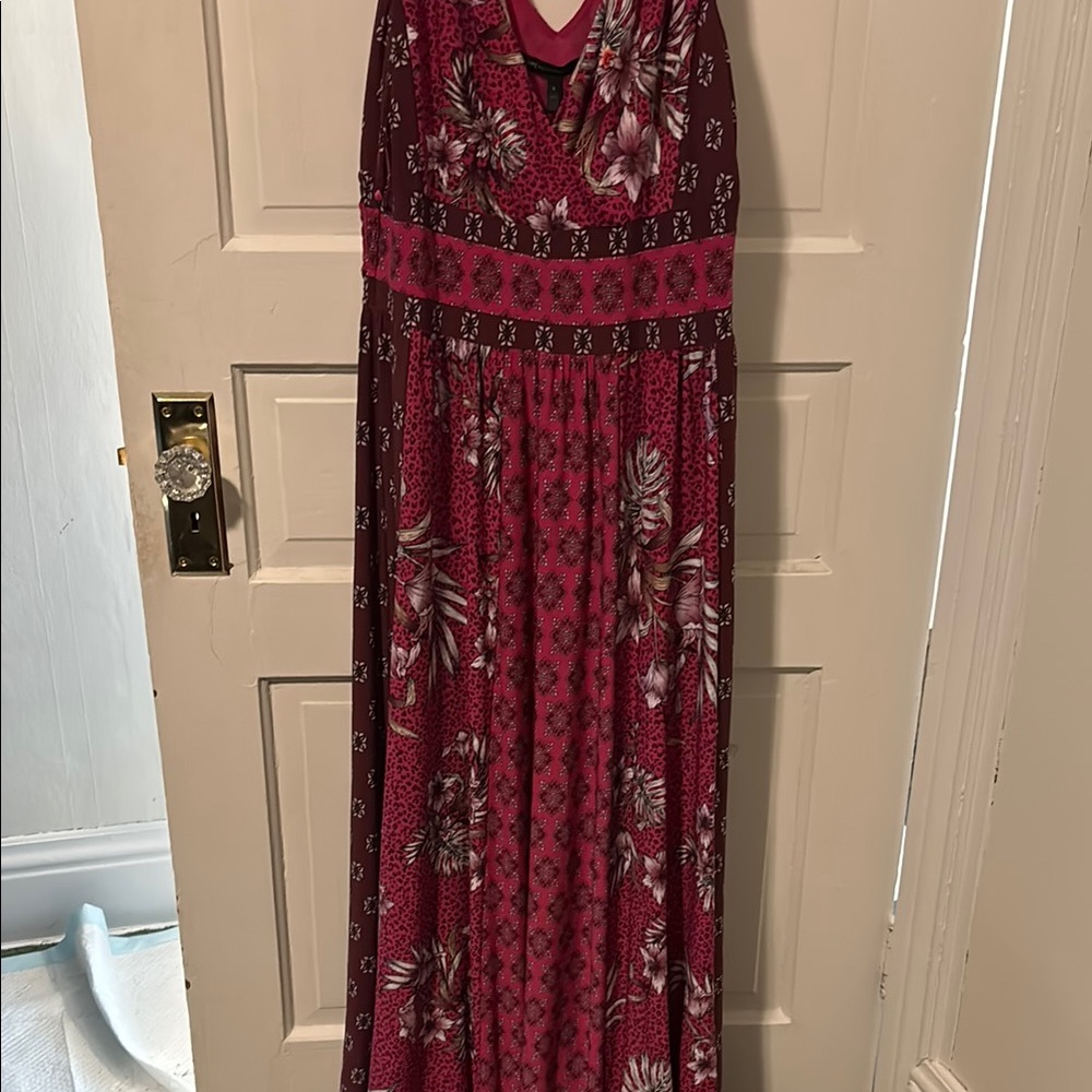 White House Black Market Pink Pleated Halter Maxi Dress